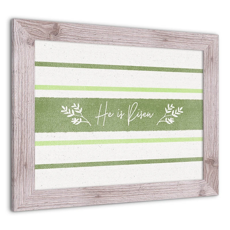 He Is Risen Green Stripes 2 16" x 20" Western White Framed Print