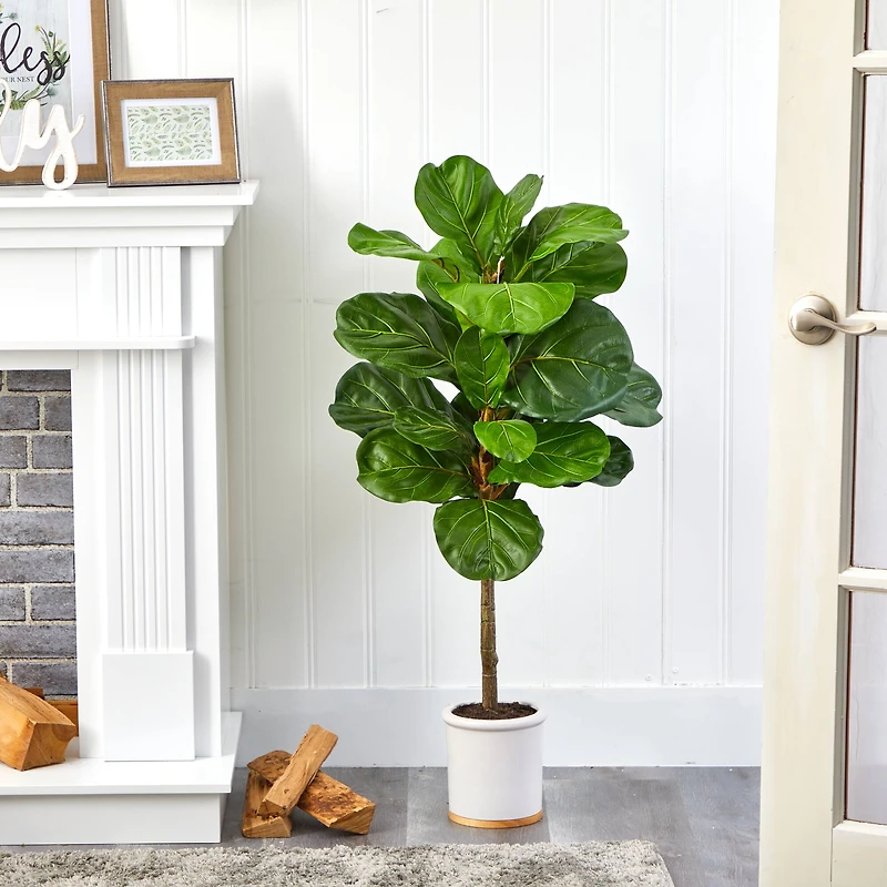 3.5ft. Fiddle Leaf Tree in White Ceramic Planter