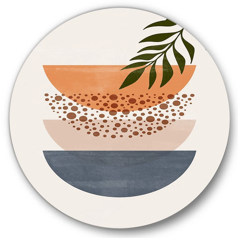 Designart - Abstract Geometrical Sun and Moon With Leaf III