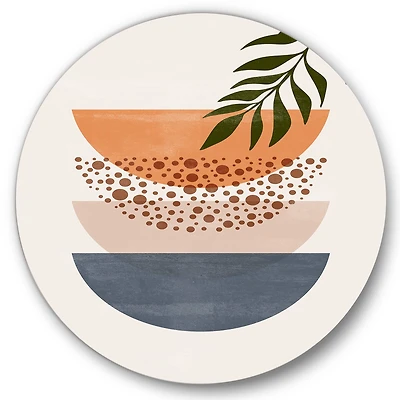 Designart - Abstract Geometrical Sun and Moon With Leaf III