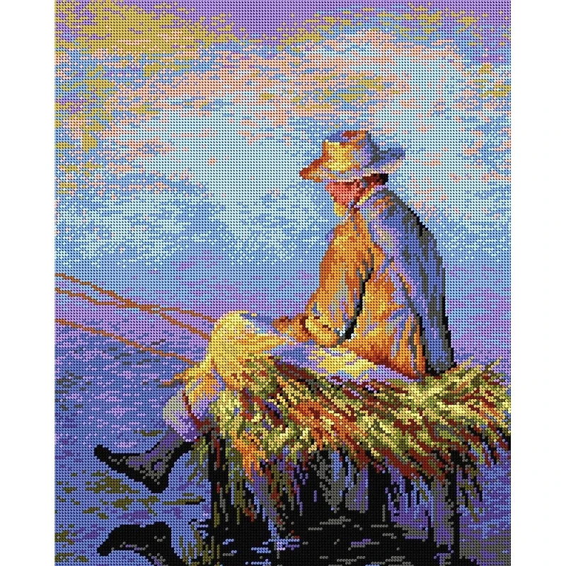 Orchidea Gobelin canvas for halfstitch without yarn after Leon WyczÇkowski - Fisherman