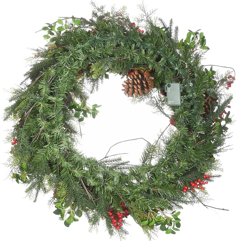 30" Warm White LED Decorated Vienna Waltz Wreath