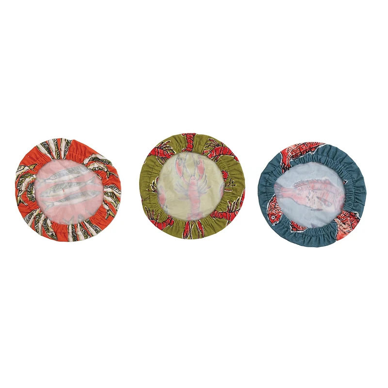 Hello Honey® 8" Sea Life Designs Cotton Bowl Covers with Linings Set