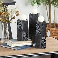 CosmoLiving by Cosmopolitan Black MDF Contemporary Candle Holder, 12" x 10" x 8"