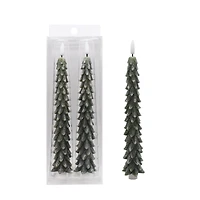 9" Frosted Tree LED Wax Taper Candles