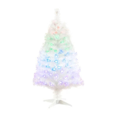 4ft. Fiber Optic Multicolor LED Lights White Pine Artificial Christmas Tree
