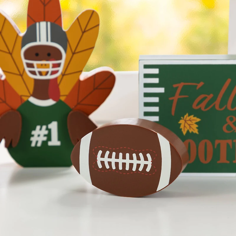 Glitzhome® 5.75"H Thanksgiving Wooden Turkey Table Decor Set