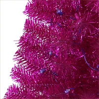 4.5ft. Pre-Lit Amaranth Tinsel Artificial Christmas Tree, Clear Lights