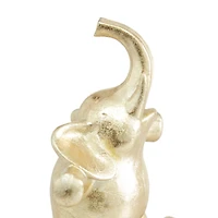 Gold Polystone Contemporary Elephant Sculpture, 12" x 7" x 3"