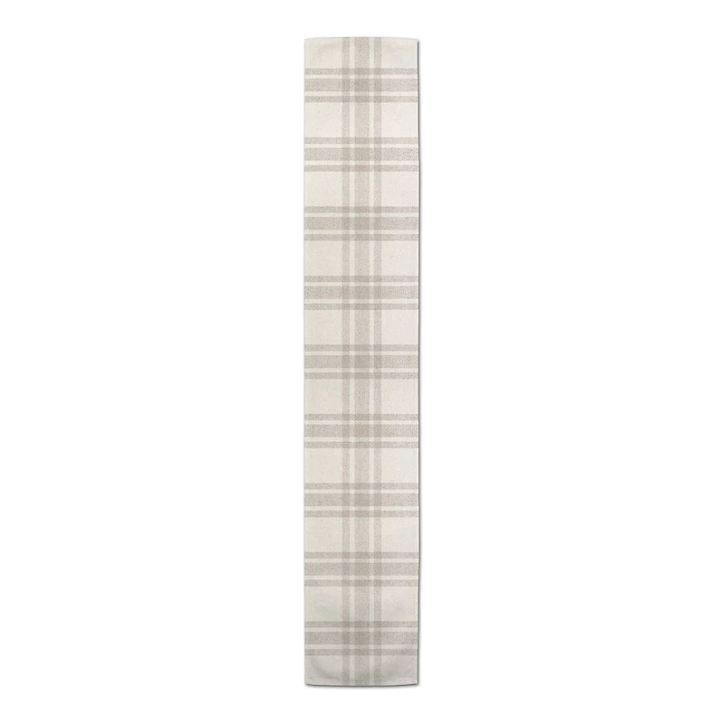 90'' Gray Plaid Cotton Twill Runner