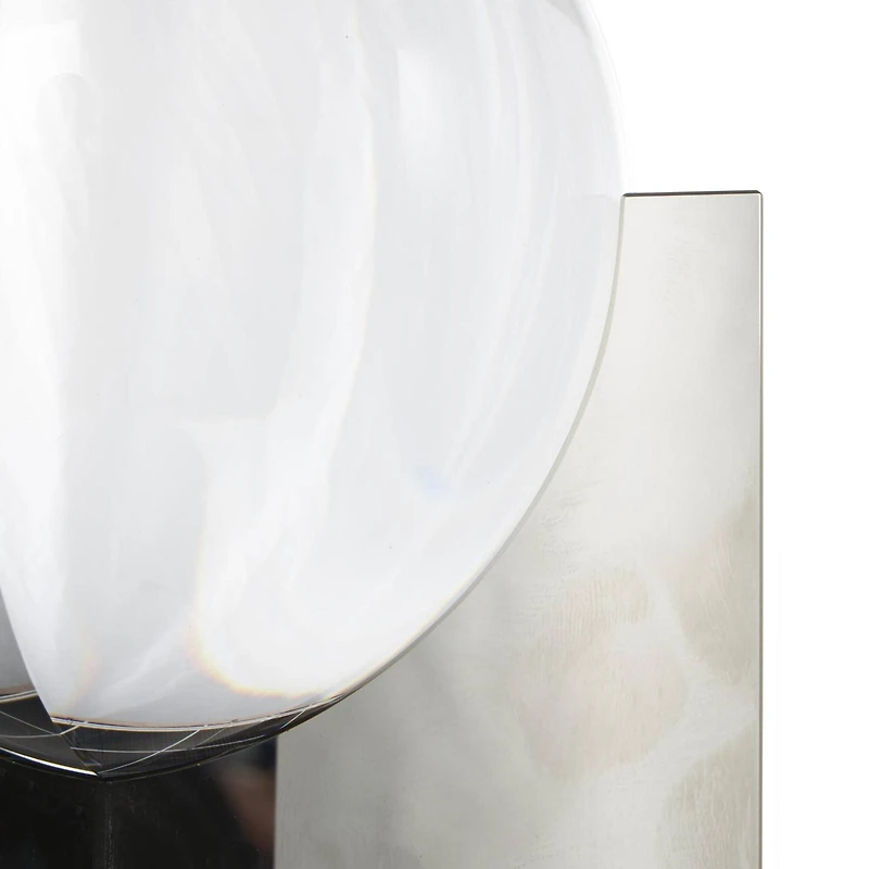 8.25" Clear Glass Orb Sculpture with Silver X-Shaped Stand