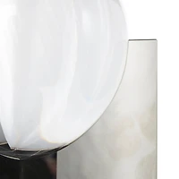 8.25" Clear Glass Orb Sculpture with Silver X-Shaped Stand