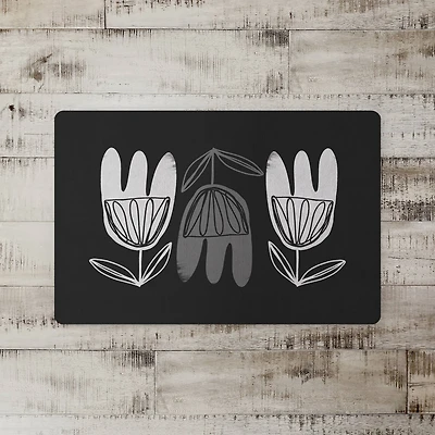 Mid Mod Gray Florals 27" x 18" Floor Mat