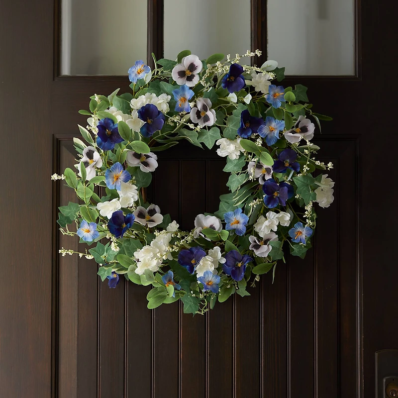 22" Mixed Petunia Pansy Floral Wreath