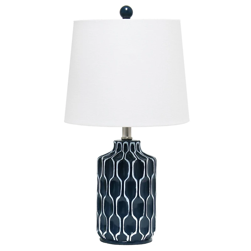 Lalia Home 22" Blue Moroccan Table Lamp with Fabric White Shade