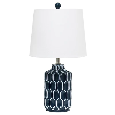 Lalia Home 22" Blue Moroccan Table Lamp with Fabric White Shade