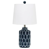 Lalia Home 22" Blue Moroccan Table Lamp with Fabric White Shade