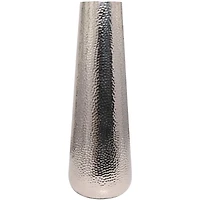 31" Silver Aluminum Tall Hammered Vase