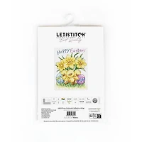LetiStitch Three Chicks with Daffodils & Egg Counted Cross Stitch Kit