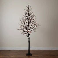 8ft. Pre-Lit Halloween Deluxe Black Twig Artificial Tree with 216 Orange & Purple LED Lights