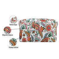 SINGER® Large Paisley Floral Print Premium Round Sewing Basket with Matching Zipper Pouch
