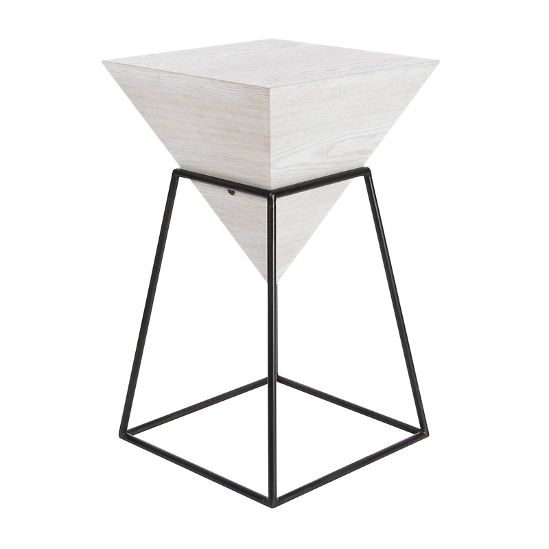 2ft. White Metal and Wood Modern Accent Table