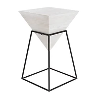 2ft. White Metal and Wood Modern Accent Table