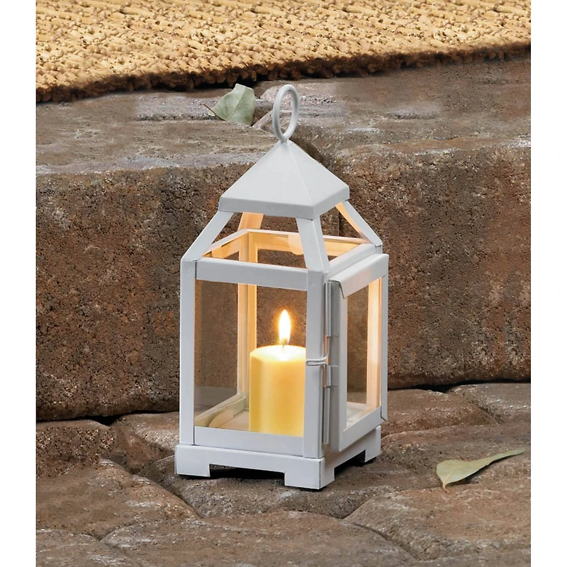 8.75" White Mini Contemporary Lantern