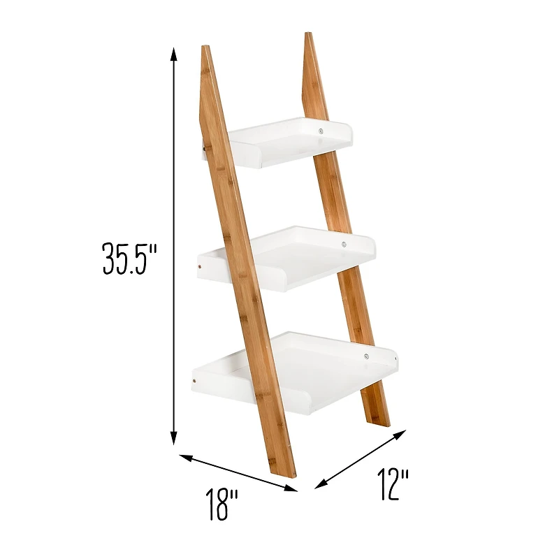 Honey Can Do White 3-Tier Leaning Ladder Shelf