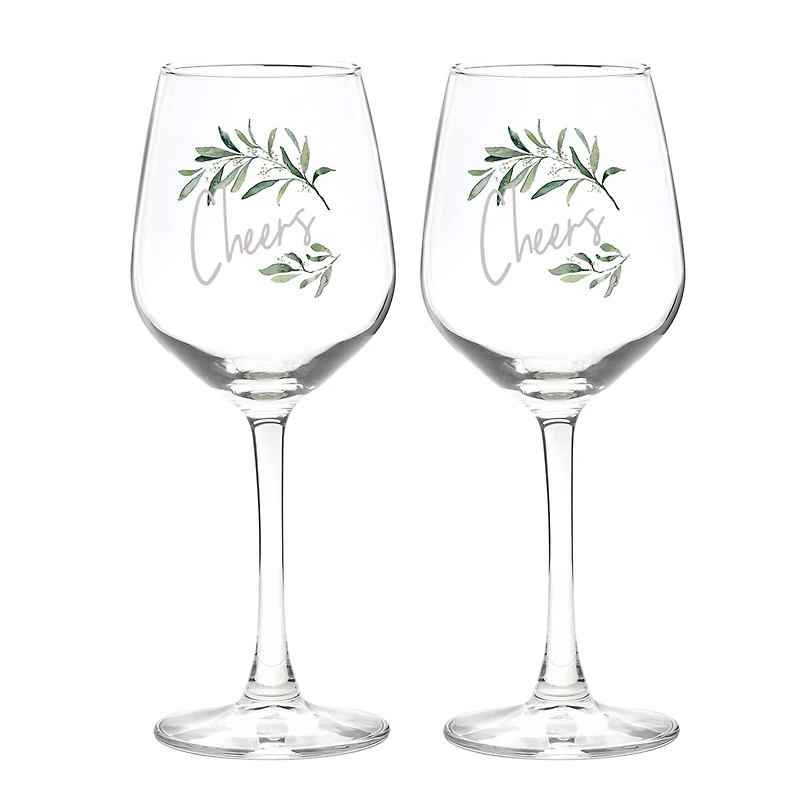 12oz. Greenery Wine Glass Set
