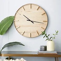 Brown Rustic Wood Wall Clock, 24" x 24"