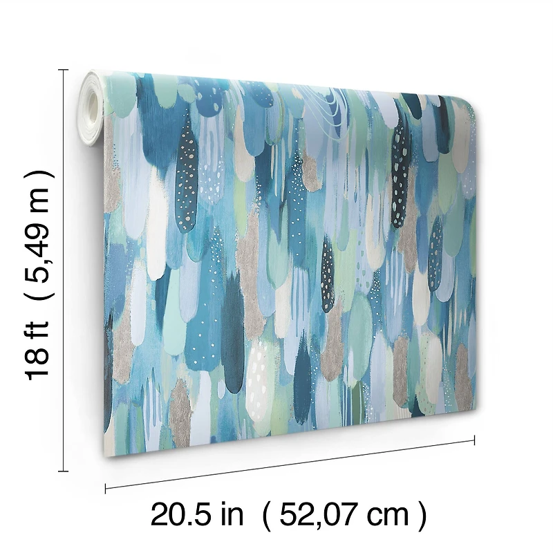 RoomMates Blue & Green Brushstroke Peel & Stick Wallpaper