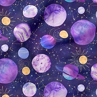 Fabric Editions Purple Planets Cotton Fabric