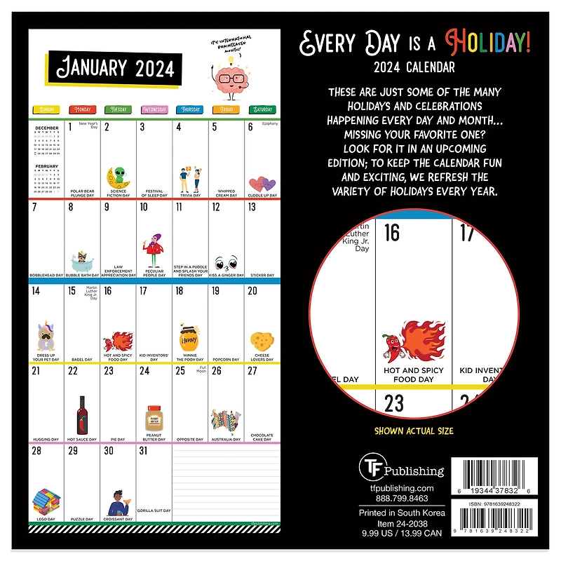 TF Publishing 2024 Every Day's A Holiday Mini Calendar