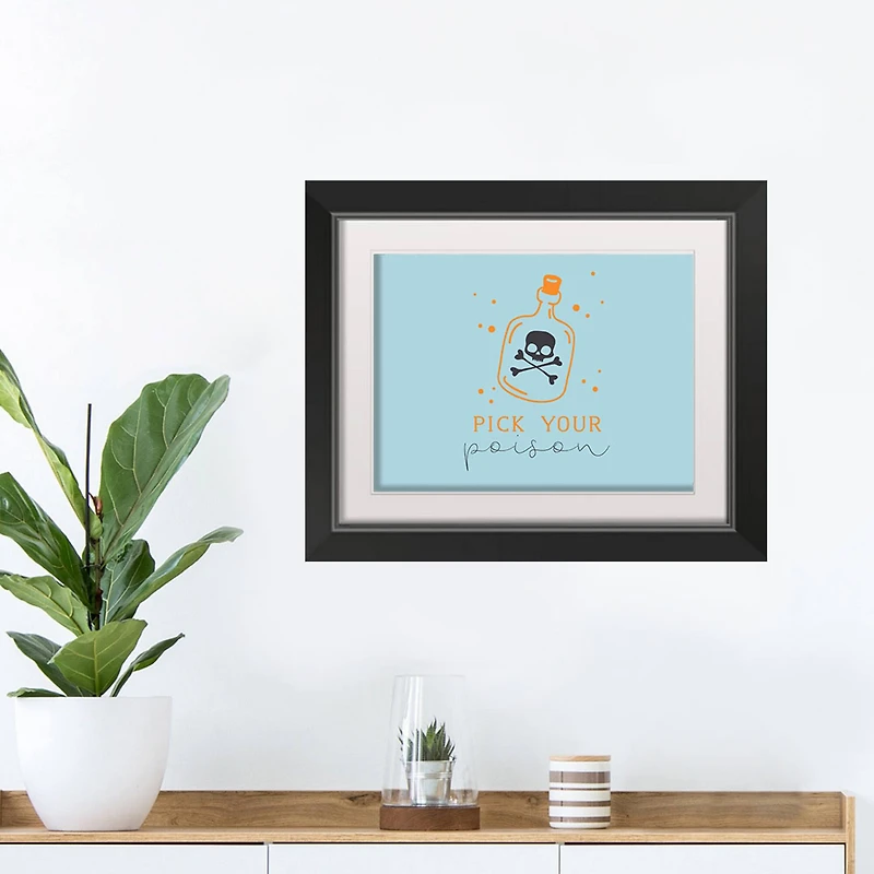 Poison Skull Black Framed Print Wall Art