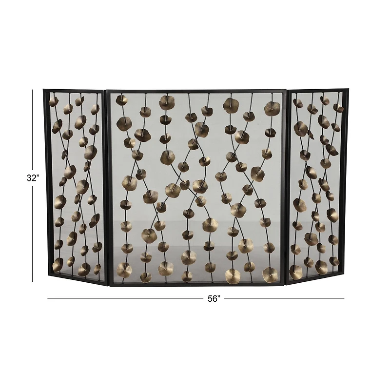 Gold Metal Modern Fireplace Screen, 32" x 56" x 1"