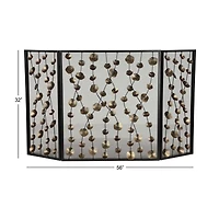 Gold Metal Modern Fireplace Screen, 32" x 56" x 1"