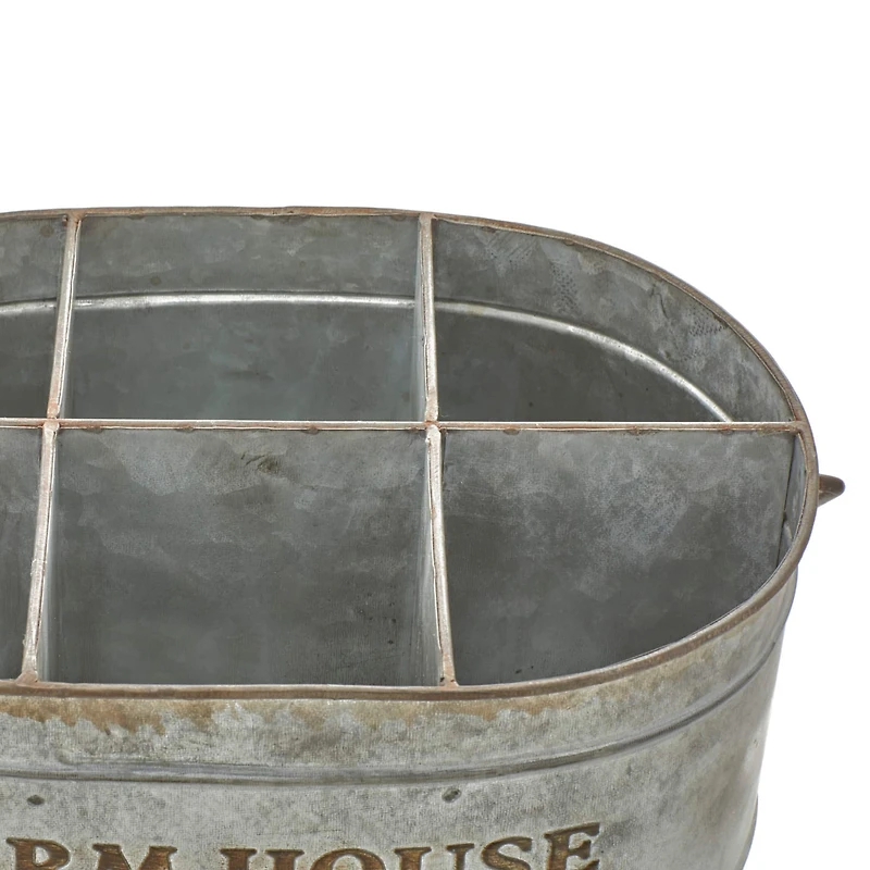 13" Gray Metal Farmhouse Wine Holder