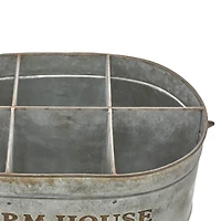 13" Gray Metal Farmhouse Wine Holder