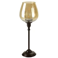 15" Decorative Medium Golden Luster Brown Stemmed Votive Candle Holder