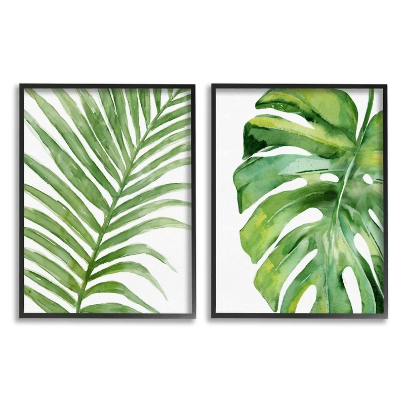 Stupell Industries Tropical Green Palms Framed Wall Art Set
