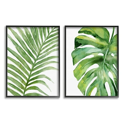 Stupell Industries Tropical Green Palms Framed Wall Art Set