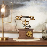 12.5" Antique Rotary Style Telephone Tabletop Décor