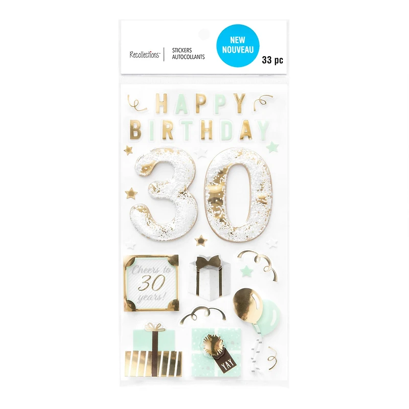 30th Birthday Dimensional Stickers by Recollections™
