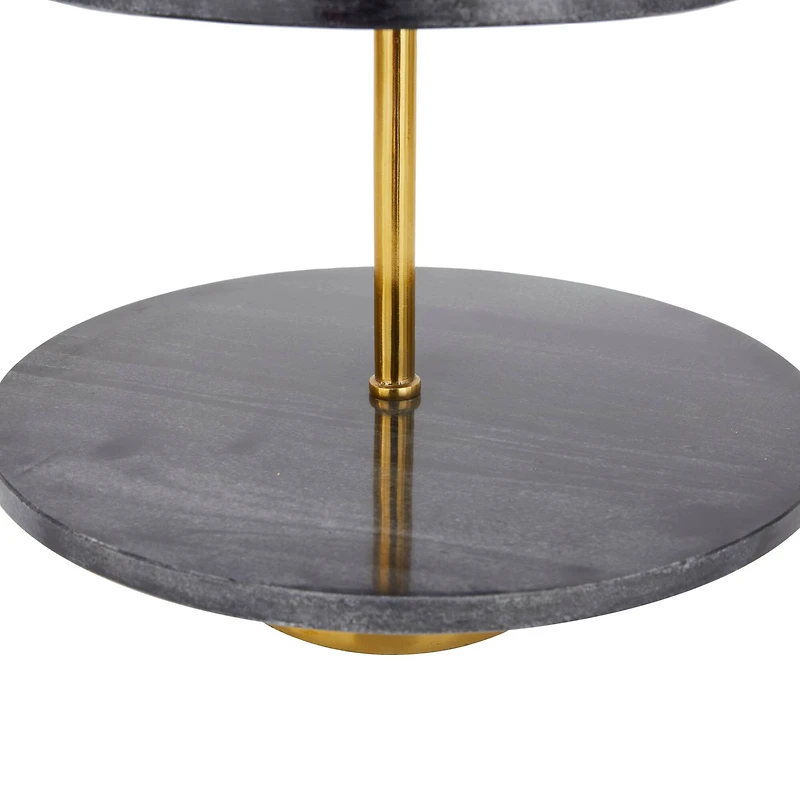 Gray Marble Natural Tiered Server, 27" x 14" x 14"