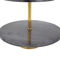 Gray Marble Natural Tiered Server, 27" x 14" x 14"