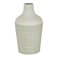White Metal Contemporary Style Vase, 13" x 8" x 8"