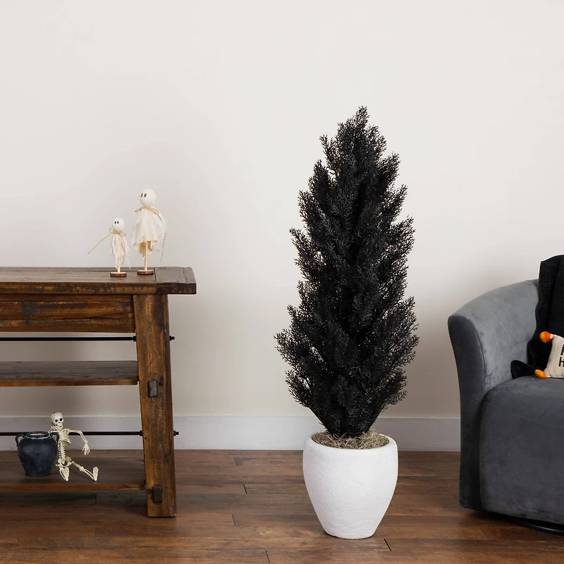 4ft. UV Resistant Artificial Halloween Black Cedar Tree (Indoor/Outdoor)