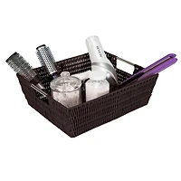 Simplify Chocolate Shelf Storage Rattan Tote Basket