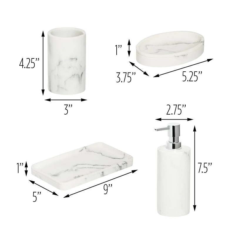 Honey Can Do Off-White Marble Bath Accessory Set